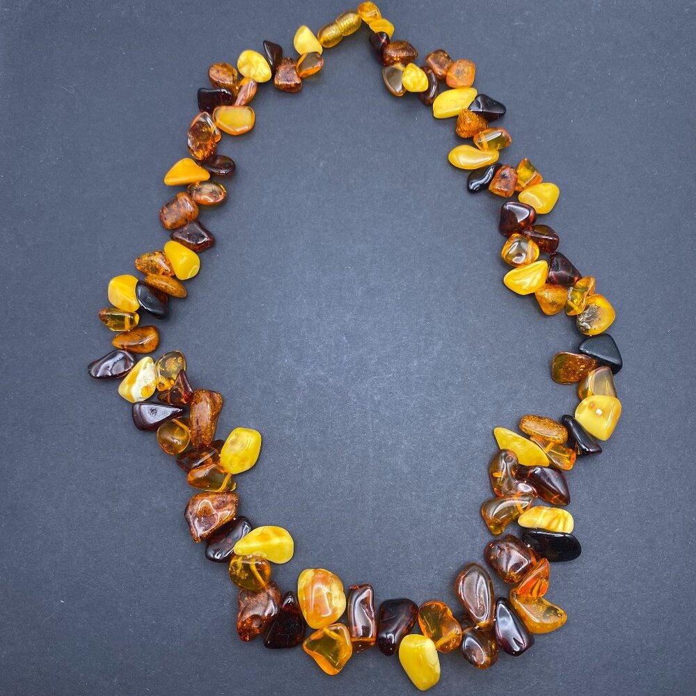 22" Natural Amber Necklace, Baltic, Cognac, Butter and Honey Amber Collectible